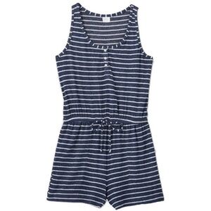 Stars Above Soft Navy and White Striped Romper
